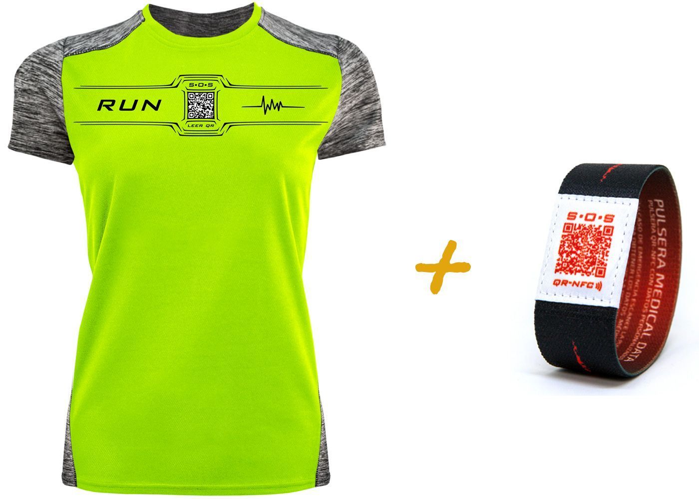 Camiseta Inteligente QR Premium Flúor de Mujer + Pulsera