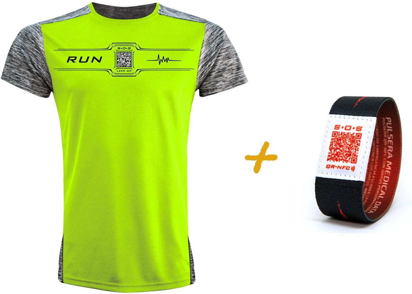 Camiseta Inteligente QR Premium Flúor de Hombre + Pulsera