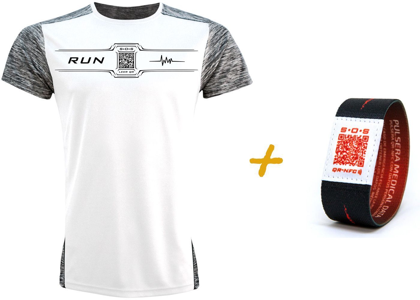 Camiseta Inteligente QR Premium Blanca de Hombre + Pulsera